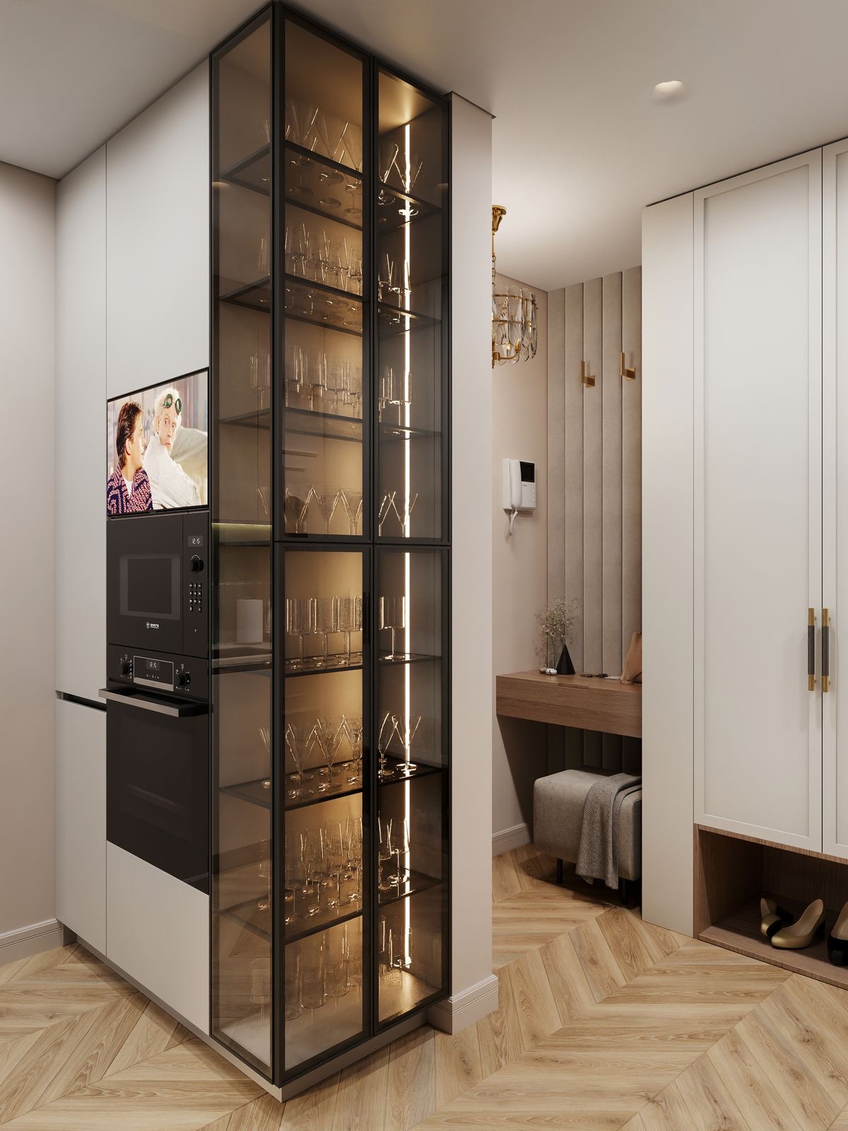 Пенал с матовым стеклом